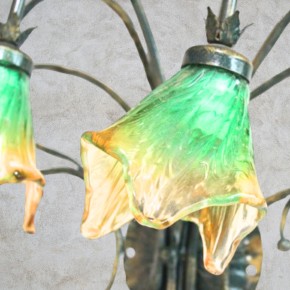 Applique a Parete per Interni FABIOLA - 2 Luci in Ferro Battuto a Mano | Antracite e Verde Smeraldo