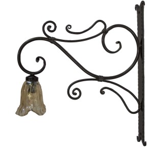 Lampada a Parete Modello LEONARDO - Luce Forgiata a Mano - Vetro Ambrato