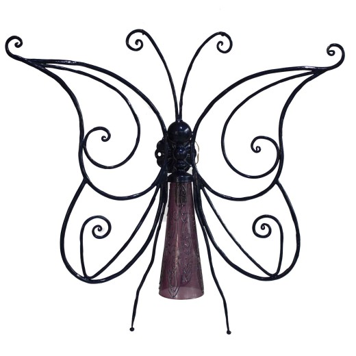 Lampada Applique Farfalla: Ferro Battuto, Vetro - Blu Notte, Rosso Bordeaux