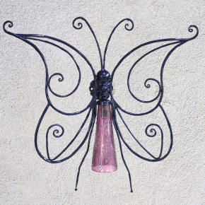 Lampada Applique Farfalla: Ferro Battuto, Vetro - Blu Notte, Rosso Bordeaux