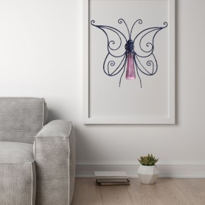 Lampada Applique Farfalla: Ferro Battuto, Vetro - Blu Notte, Rosso Bordeaux
